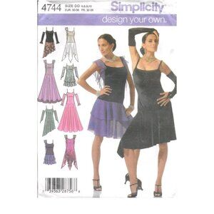 Uncut Simplicity Pattern 4744 Design Your Dress with Skirt Variations Size: 4-10